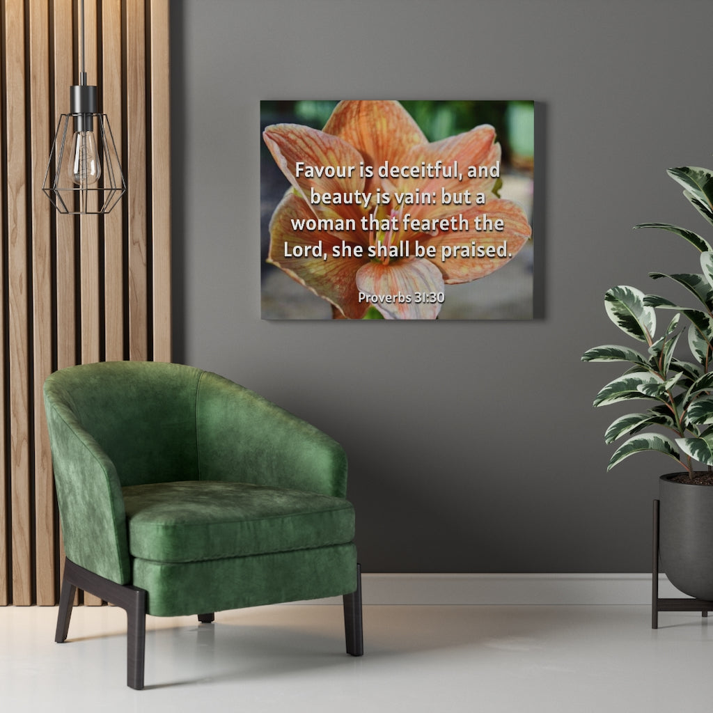 Scripture Walls She Shall Be Praised Proverbs 31:30 Bible Verse Canvas Christian Wall Art Ready to Hang Unframed-Express Your Love Gifts