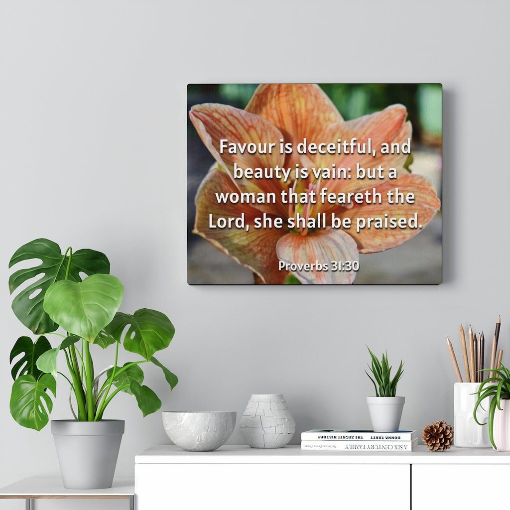 Scripture Walls She Shall Be Praised Proverbs 31:30 Bible Verse Canvas Christian Wall Art Ready to Hang Unframed-Express Your Love Gifts
