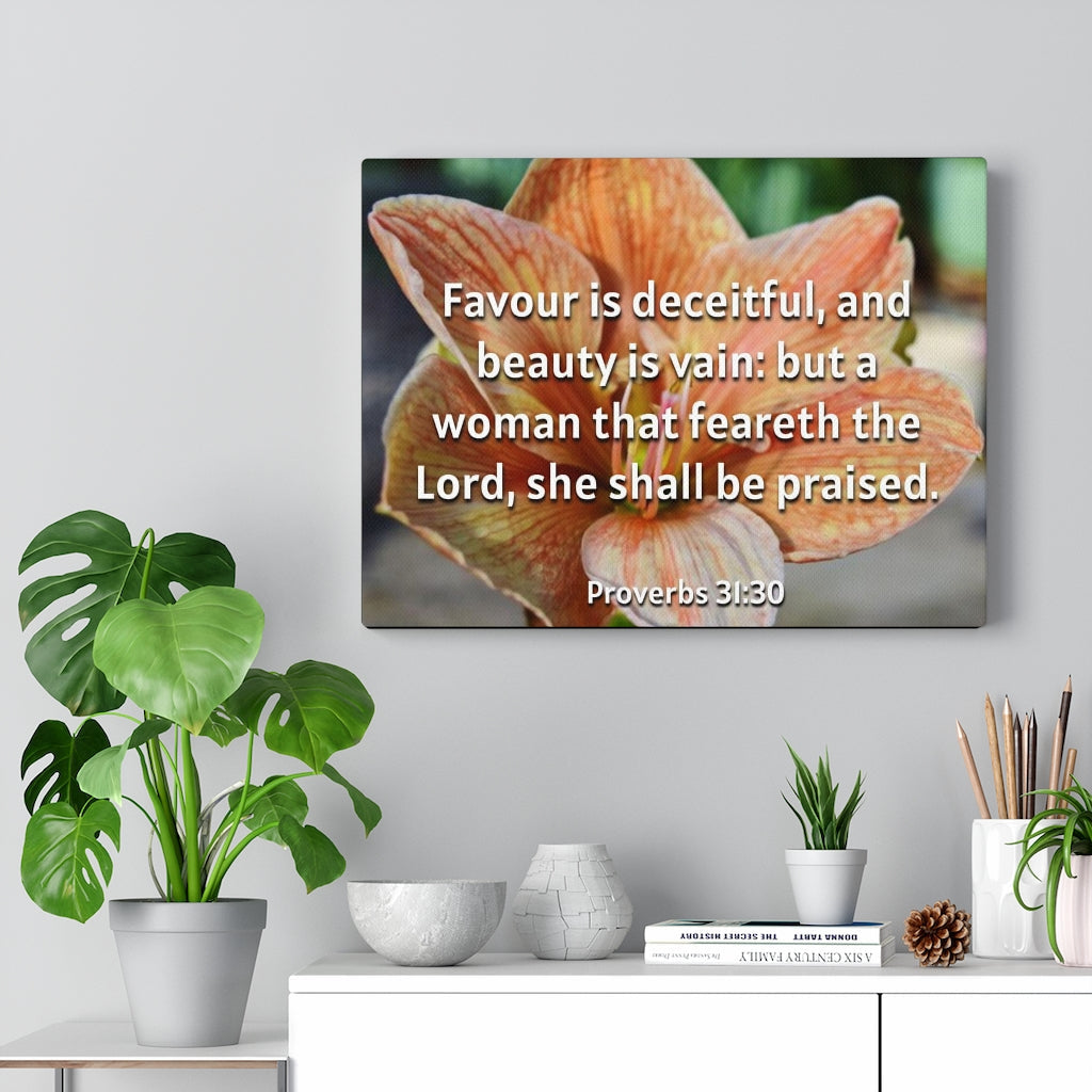 Scripture Walls She Shall Be Praised Proverbs 31:30 Bible Verse Canvas Christian Wall Art Ready to Hang Unframed-Express Your Love Gifts