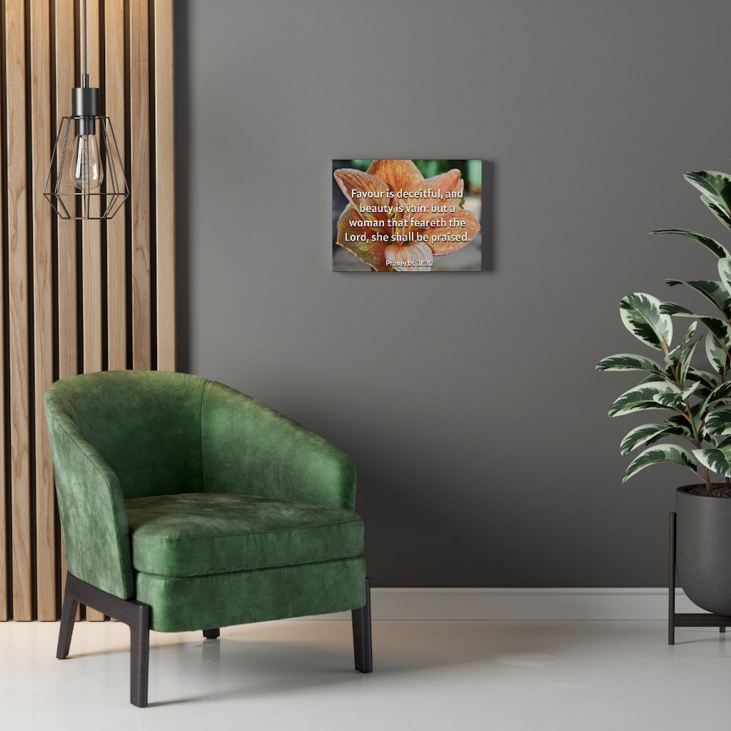 Scripture Walls She Shall Be Praised Proverbs 31:30 Bible Verse Canvas Christian Wall Art Ready to Hang Unframed-Express Your Love Gifts