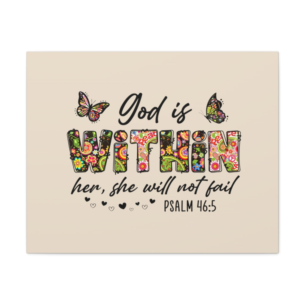 Scripture Walls She Will Not Fail Psalm 46:5 Bible Verse Canvas Christian Wall Art Ready to Hang Unframed-Express Your Love Gifts