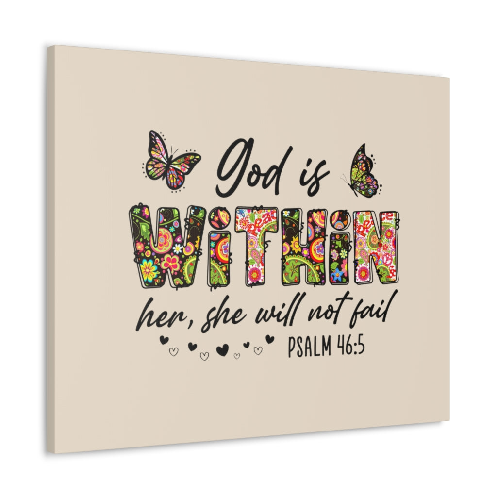 Scripture Walls She Will Not Fail Psalm 46:5 Bible Verse Canvas Christian Wall Art Ready to Hang Unframed-Express Your Love Gifts
