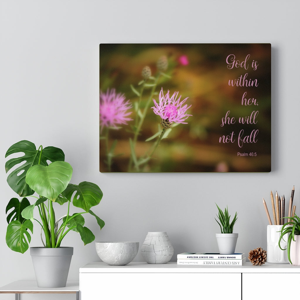 Scripture Walls She Will Not Fall Psalm 46:5 Bible Verse Canvas Christian Wall Art Ready to Hang Unframed-Express Your Love Gifts