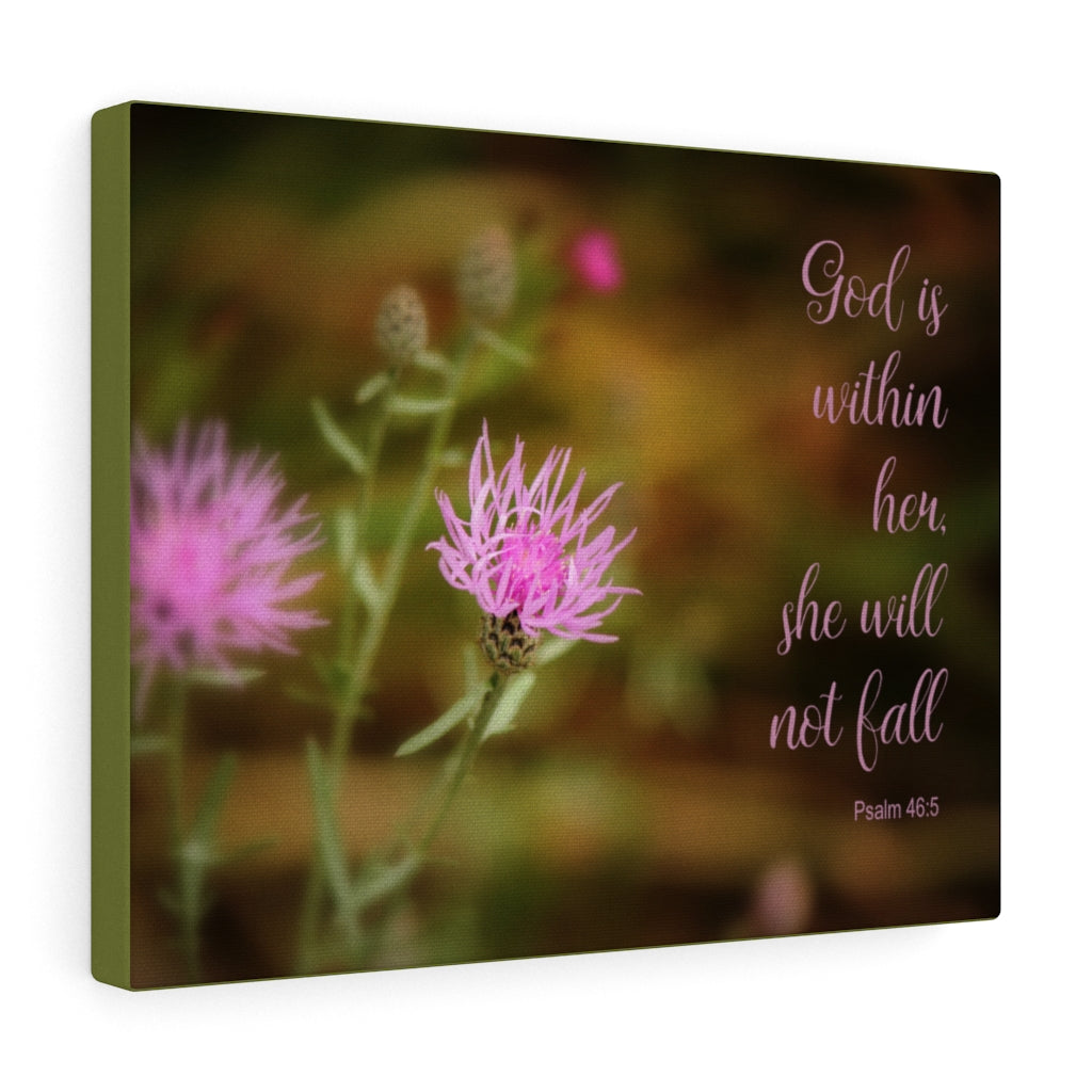 Scripture Walls She Will Not Fall Psalm 46:5 Bible Verse Canvas Christian Wall Art Ready to Hang Unframed-Express Your Love Gifts