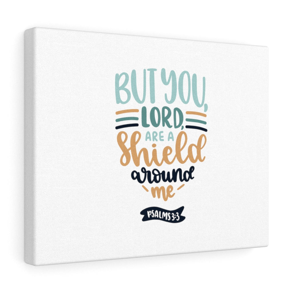Scripture Walls Shield Around Me Psalm 3:3 Bible Verse Canvas Christian Wall Art Ready to Hang Unframed-Express Your Love Gifts