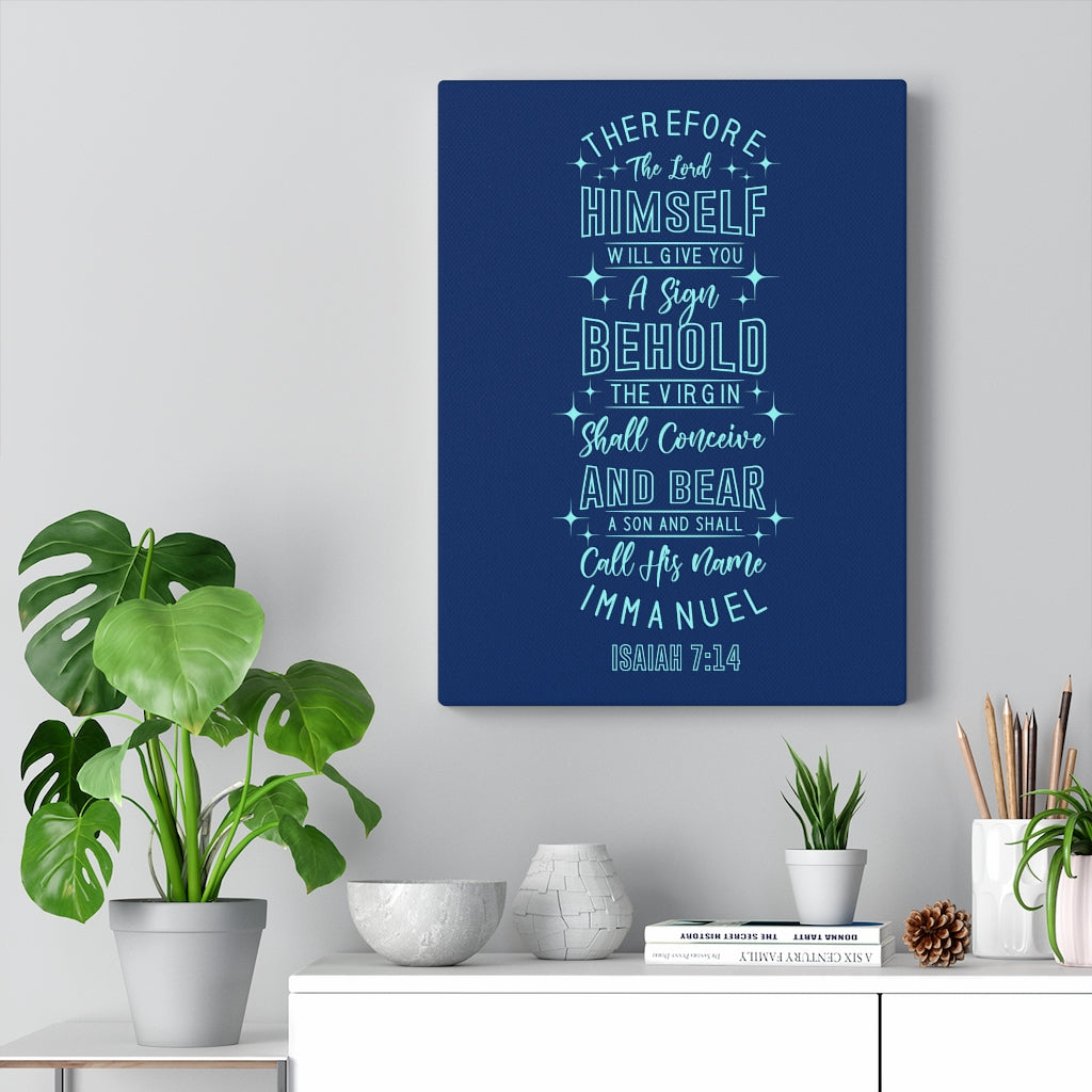 Scripture Walls Sign Isaiah 7:14 Bible Verse Canvas Christian Wall Art Ready to Hang Unframed-Express Your Love Gifts