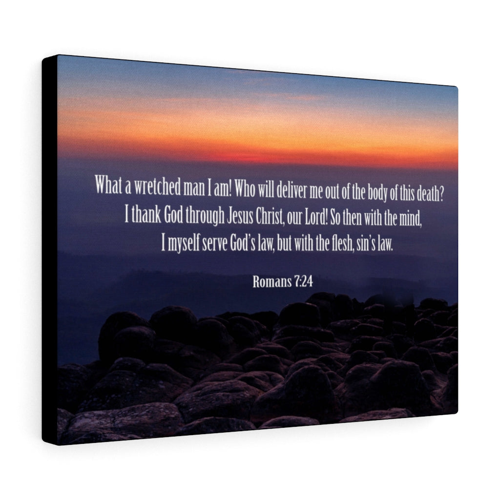 Scripture Walls Sin's Law Romans 7:24-25 Bible Verse Canvas Christian Wall Art Ready to Hang Unframed-Express Your Love Gifts