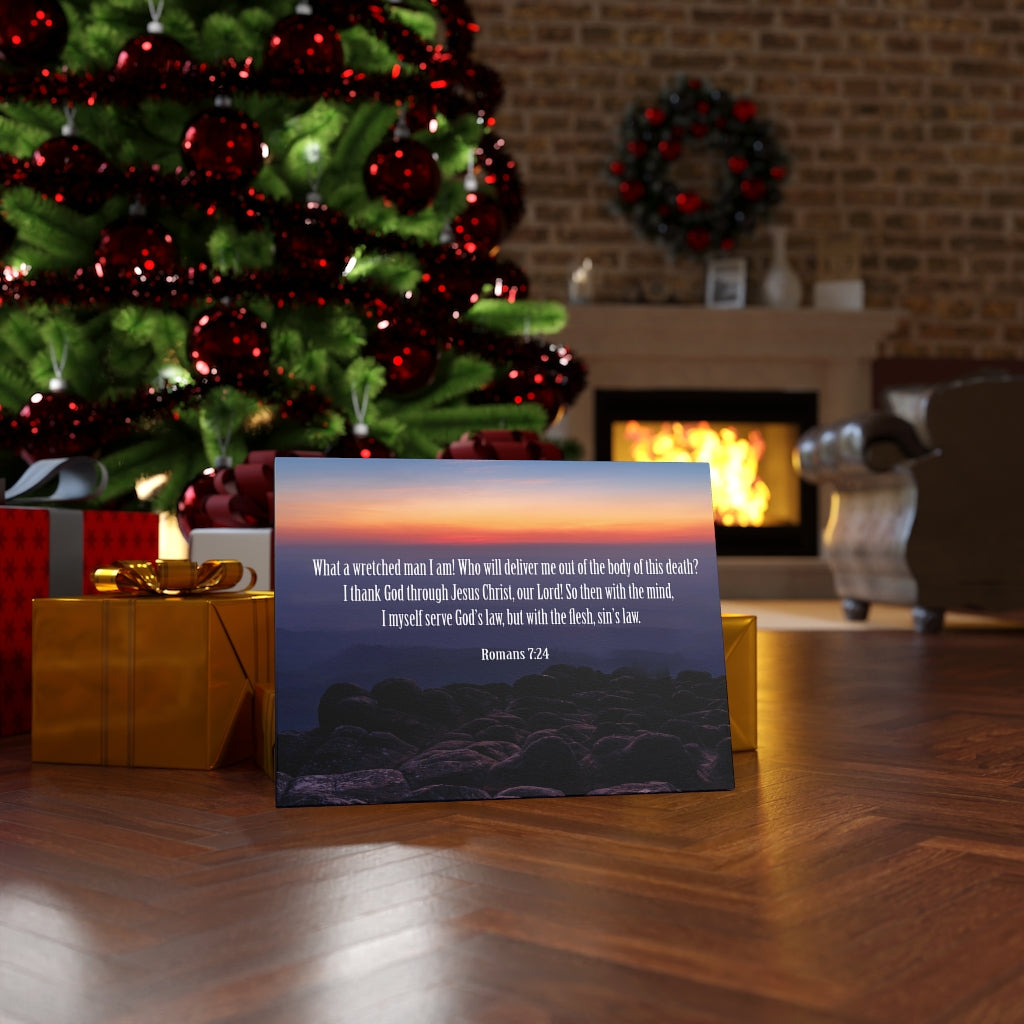 Scripture Walls Sin's Law Romans 7:24-25 Bible Verse Canvas Christian Wall Art Ready to Hang Unframed-Express Your Love Gifts