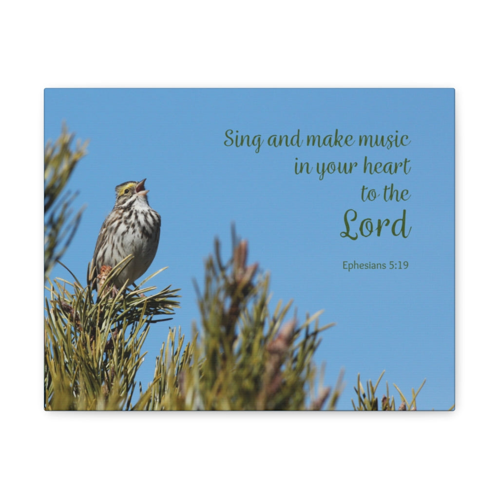 Scripture Walls Sing And Make Music Ephesians 5:19 Bible Verse Canvas Christian Wall Art Ready to Hang Unframed-Express Your Love Gifts