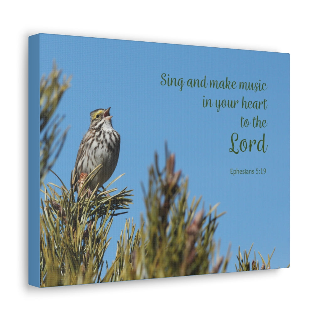 Scripture Walls Sing And Make Music Ephesians 5:19 Bible Verse Canvas Christian Wall Art Ready to Hang Unframed-Express Your Love Gifts