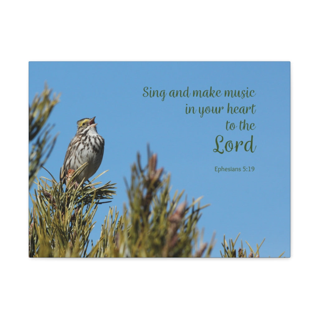 Scripture Walls Sing And Make Music Ephesians 5:19 Bible Verse Canvas Christian Wall Art Ready to Hang Unframed-Express Your Love Gifts