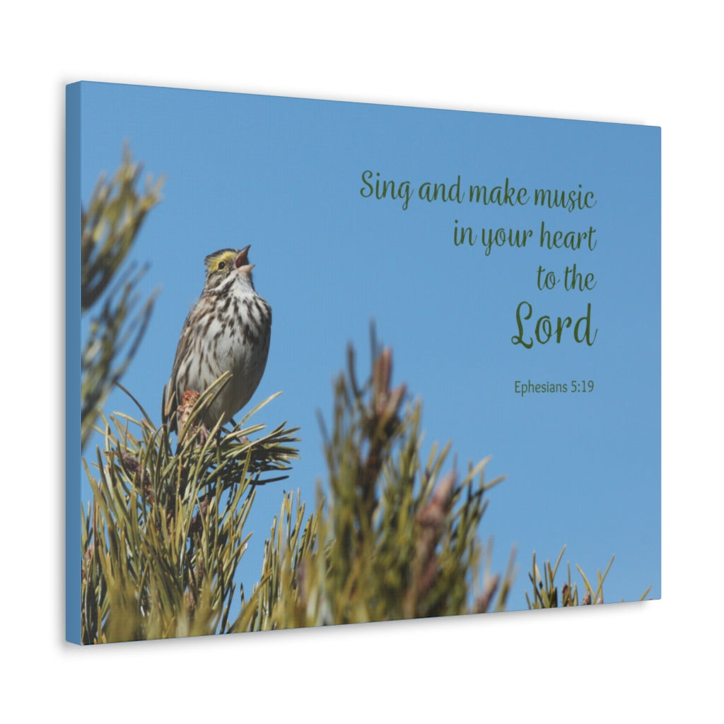 Scripture Walls Sing And Make Music Ephesians 5:19 Bible Verse Canvas Christian Wall Art Ready to Hang Unframed-Express Your Love Gifts