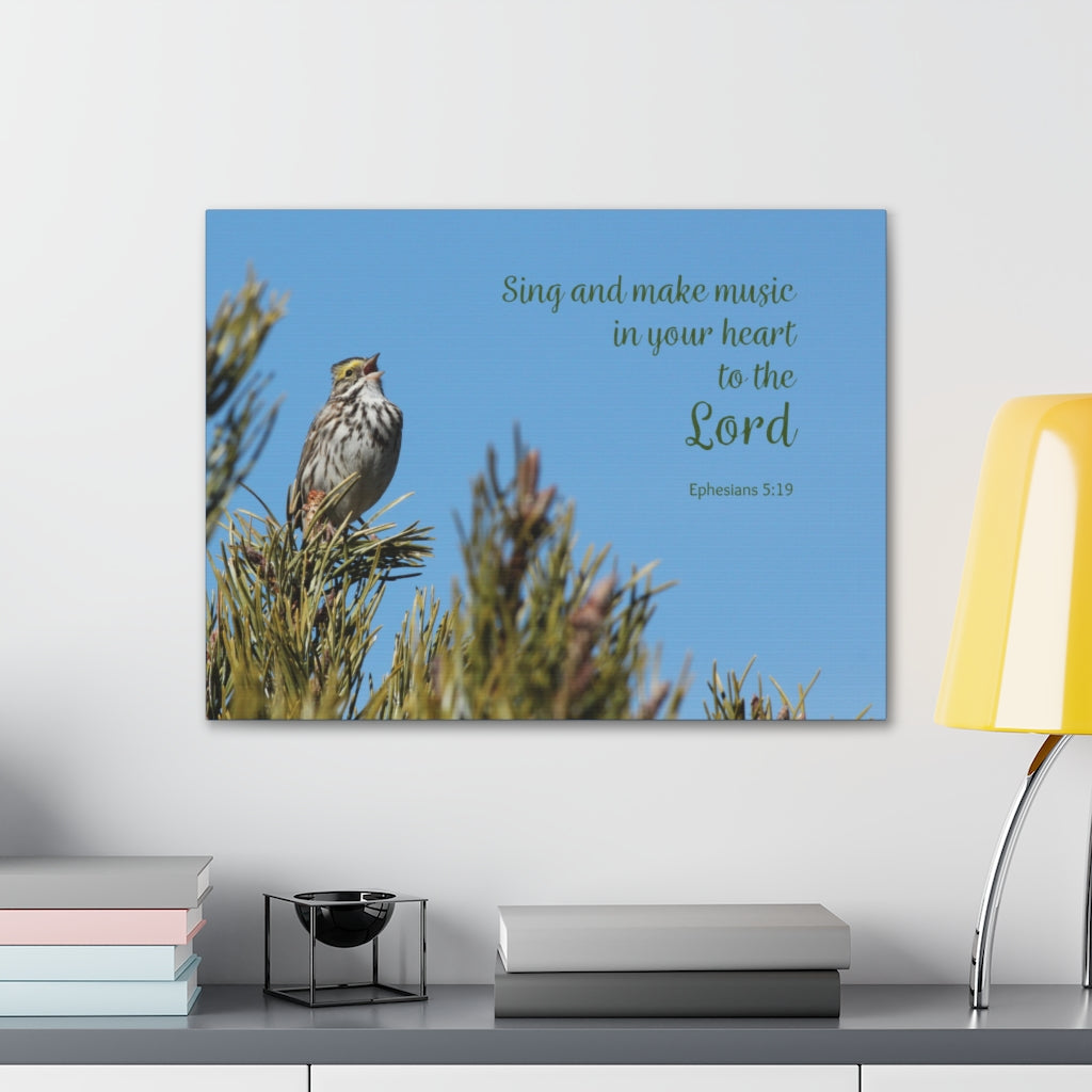 Scripture Walls Sing And Make Music Ephesians 5:19 Bible Verse Canvas Christian Wall Art Ready to Hang Unframed-Express Your Love Gifts