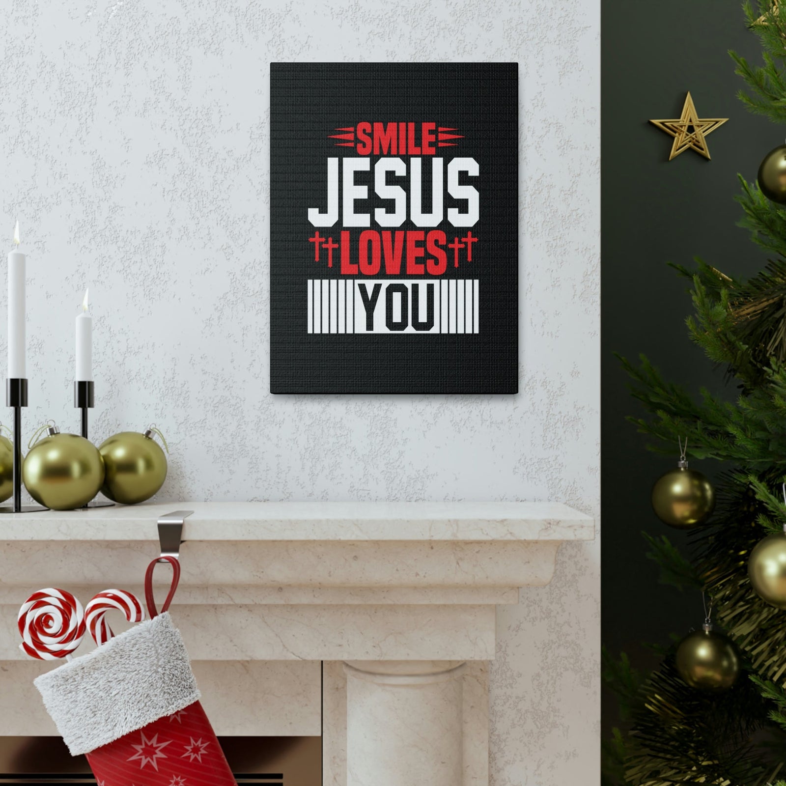 Scripture Walls Smile, Jesus Loves You John 1:12 Christian Wall Art Bible Verse Print Ready to Hang Unframed-Express Your Love Gifts