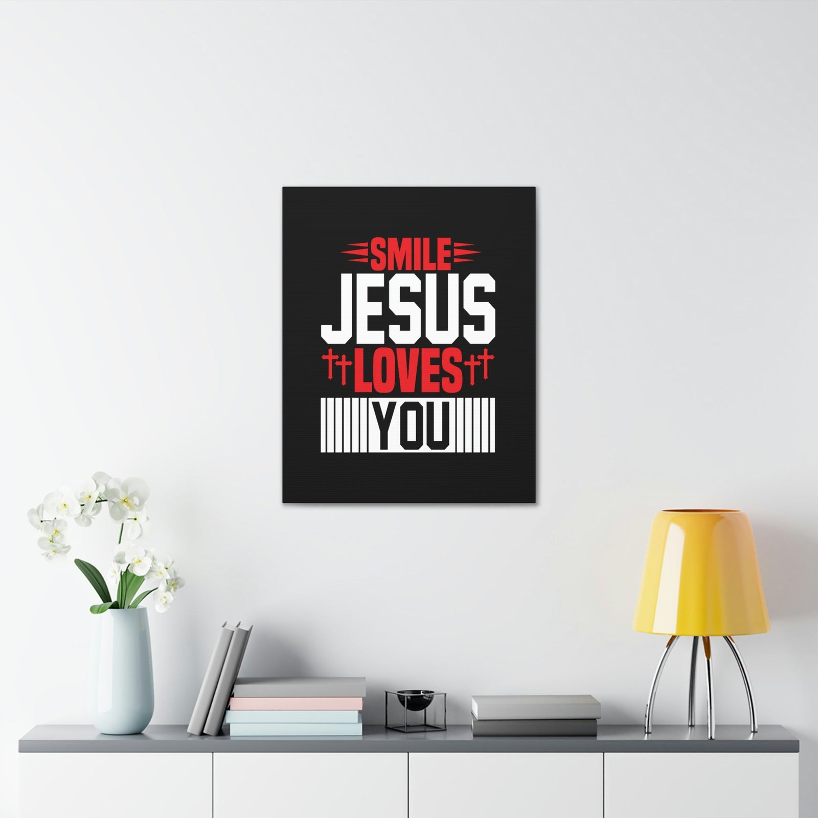 Scripture Walls Smile, Jesus Loves You John 1:12 Christian Wall Art Bible Verse Print Ready to Hang Unframed-Express Your Love Gifts
