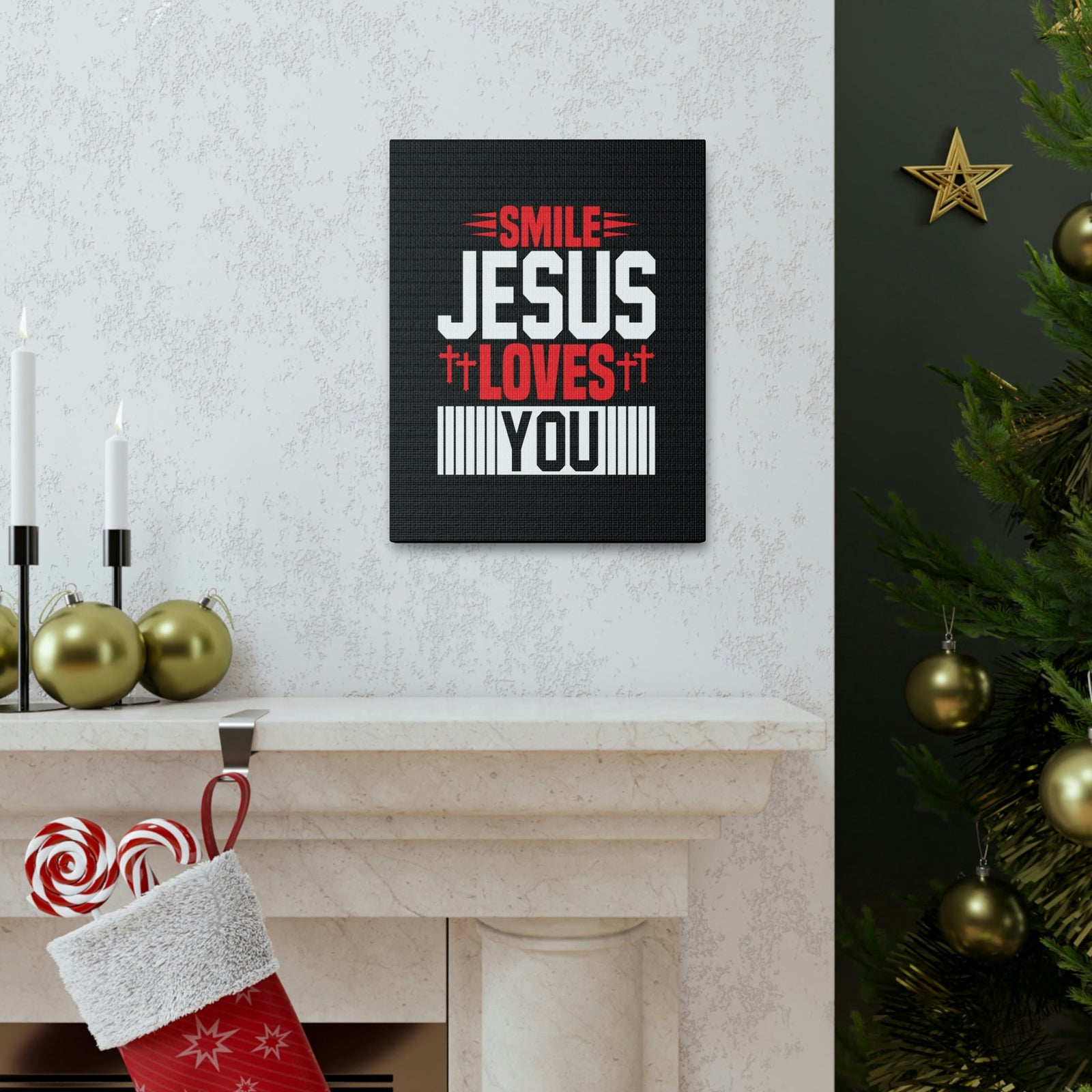 Scripture Walls Smile, Jesus Loves You John 1:12 Christian Wall Art Bible Verse Print Ready to Hang Unframed-Express Your Love Gifts