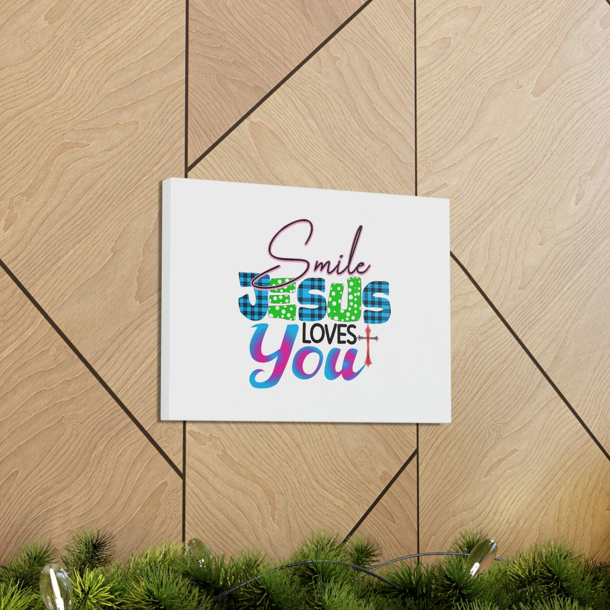 Scripture Walls Smile Jesus Loves You John 3:16 Cross Christian Wall Art Bible Verse Print Ready to Hang Unframed-Express Your Love Gifts