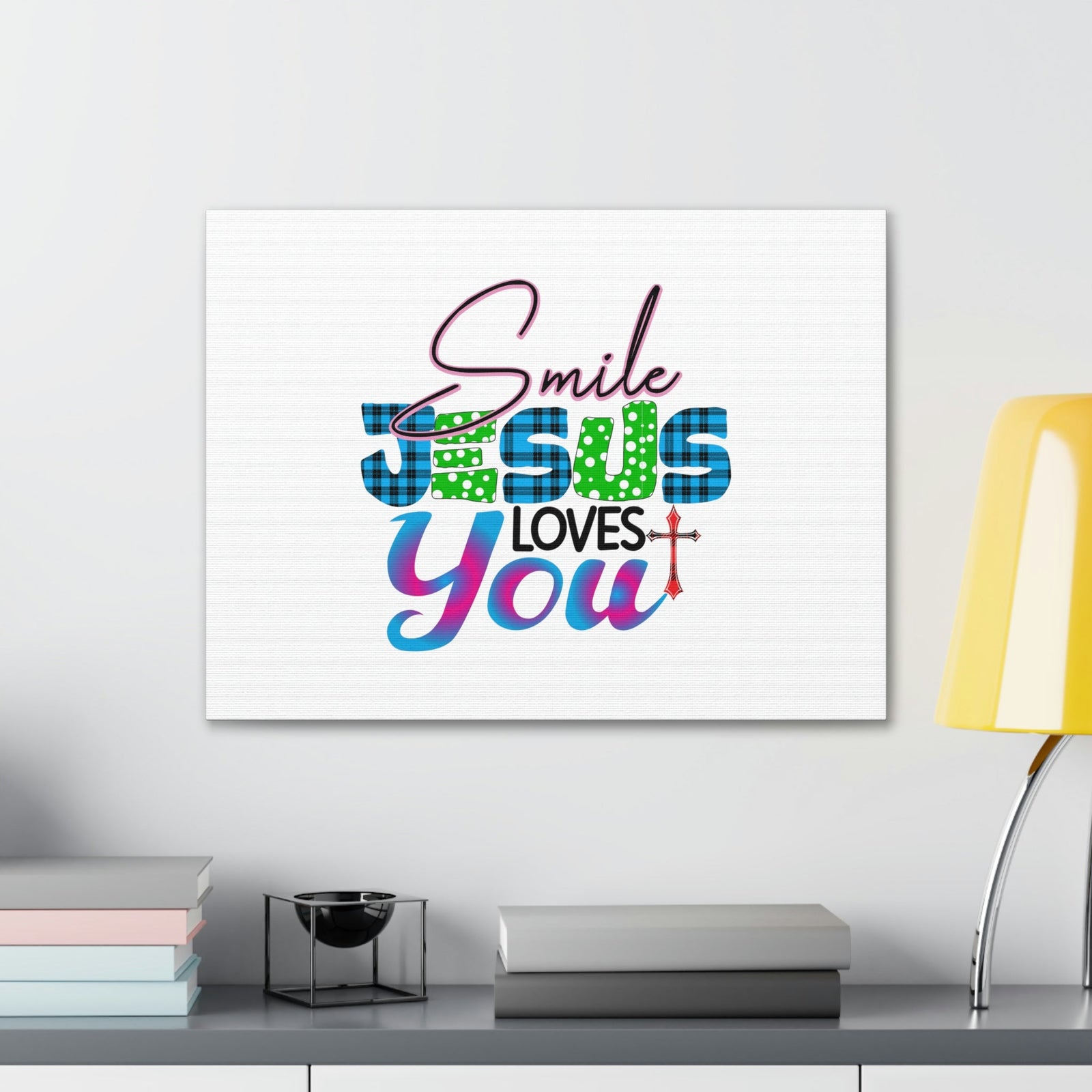 Scripture Walls Smile Jesus Loves You John 3:16 Cross Christian Wall Art Bible Verse Print Ready to Hang Unframed-Express Your Love Gifts