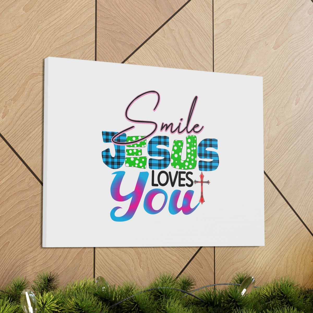 Scripture Walls Smile Jesus Loves You John 3:16 Cross Christian Wall Art Bible Verse Print Ready to Hang Unframed-Express Your Love Gifts