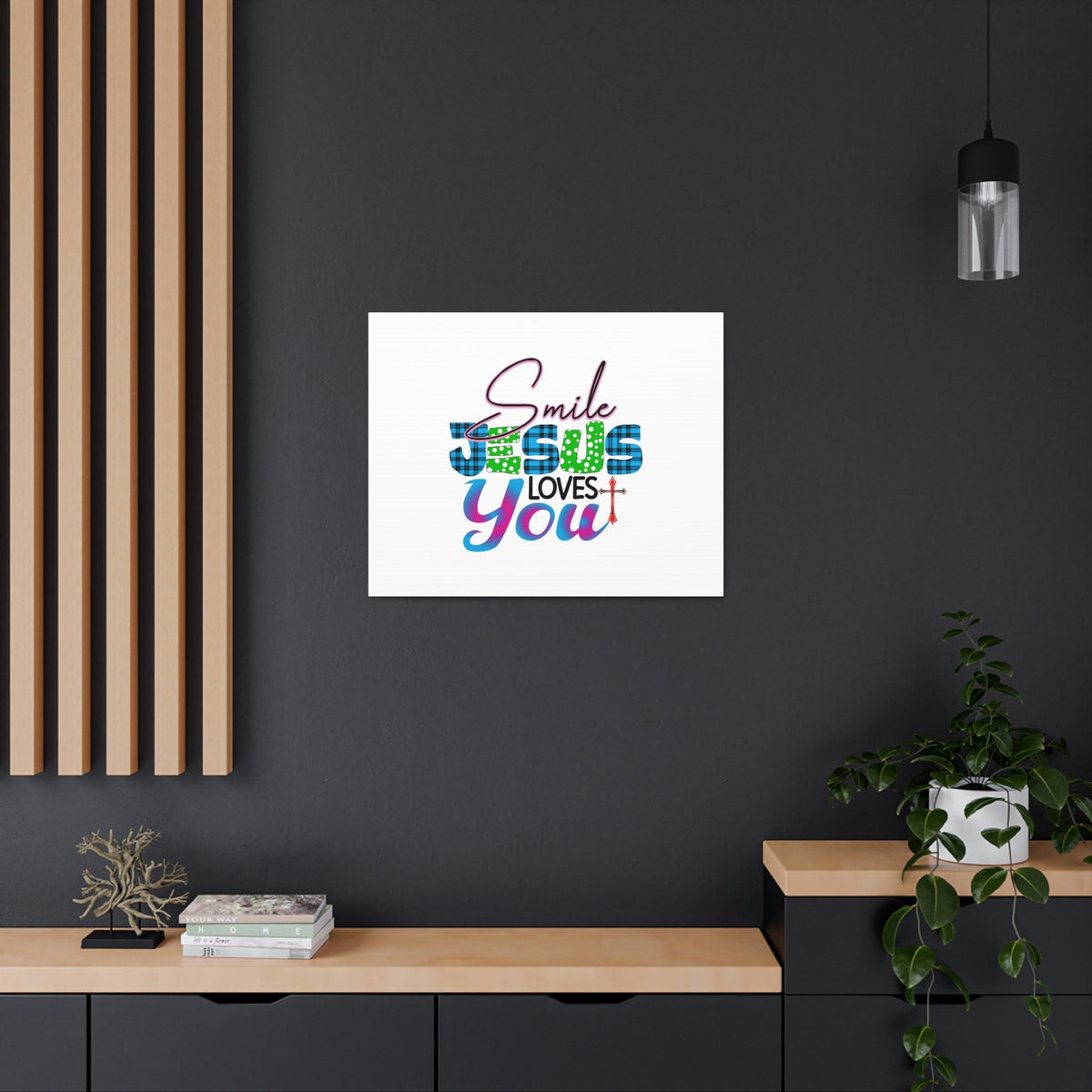 Scripture Walls Smile Jesus Loves You John 3:16 Cross Christian Wall Art Bible Verse Print Ready to Hang Unframed-Express Your Love Gifts