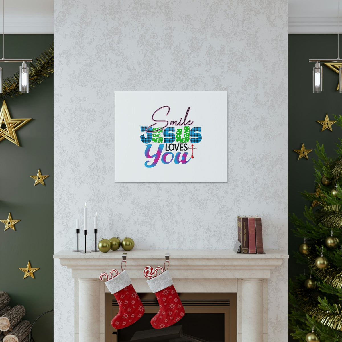 Scripture Walls Smile Jesus Loves You John 3:16 Cross Christian Wall Art Bible Verse Print Ready to Hang Unframed-Express Your Love Gifts