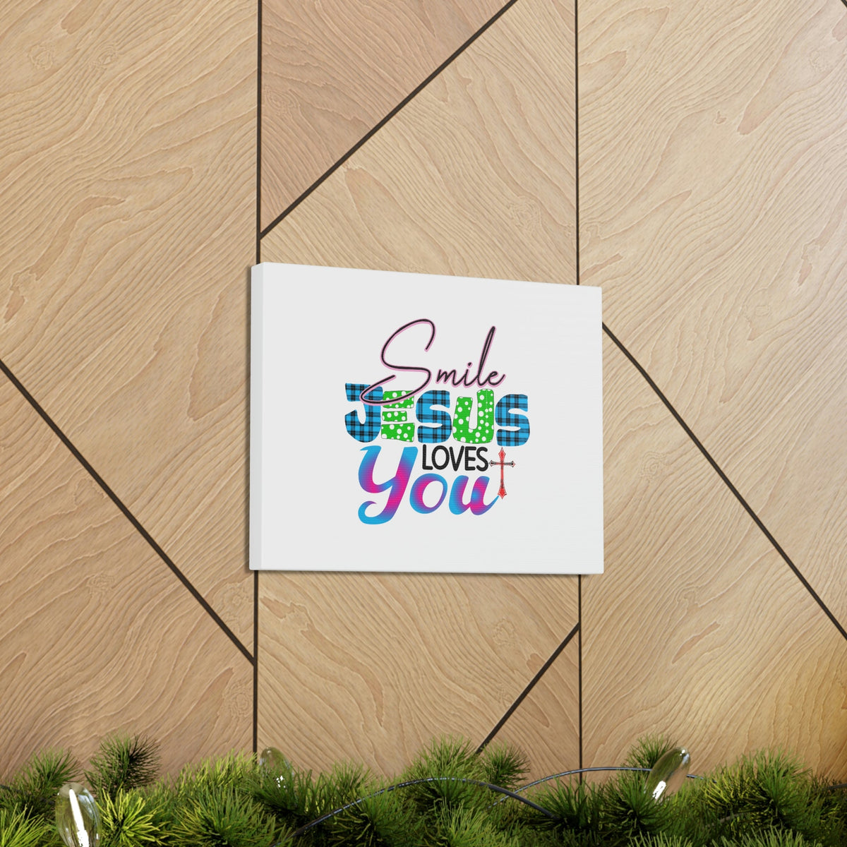 Scripture Walls Smile Jesus Loves You John 3:16 Cross Christian Wall Art Bible Verse Print Ready to Hang Unframed-Express Your Love Gifts