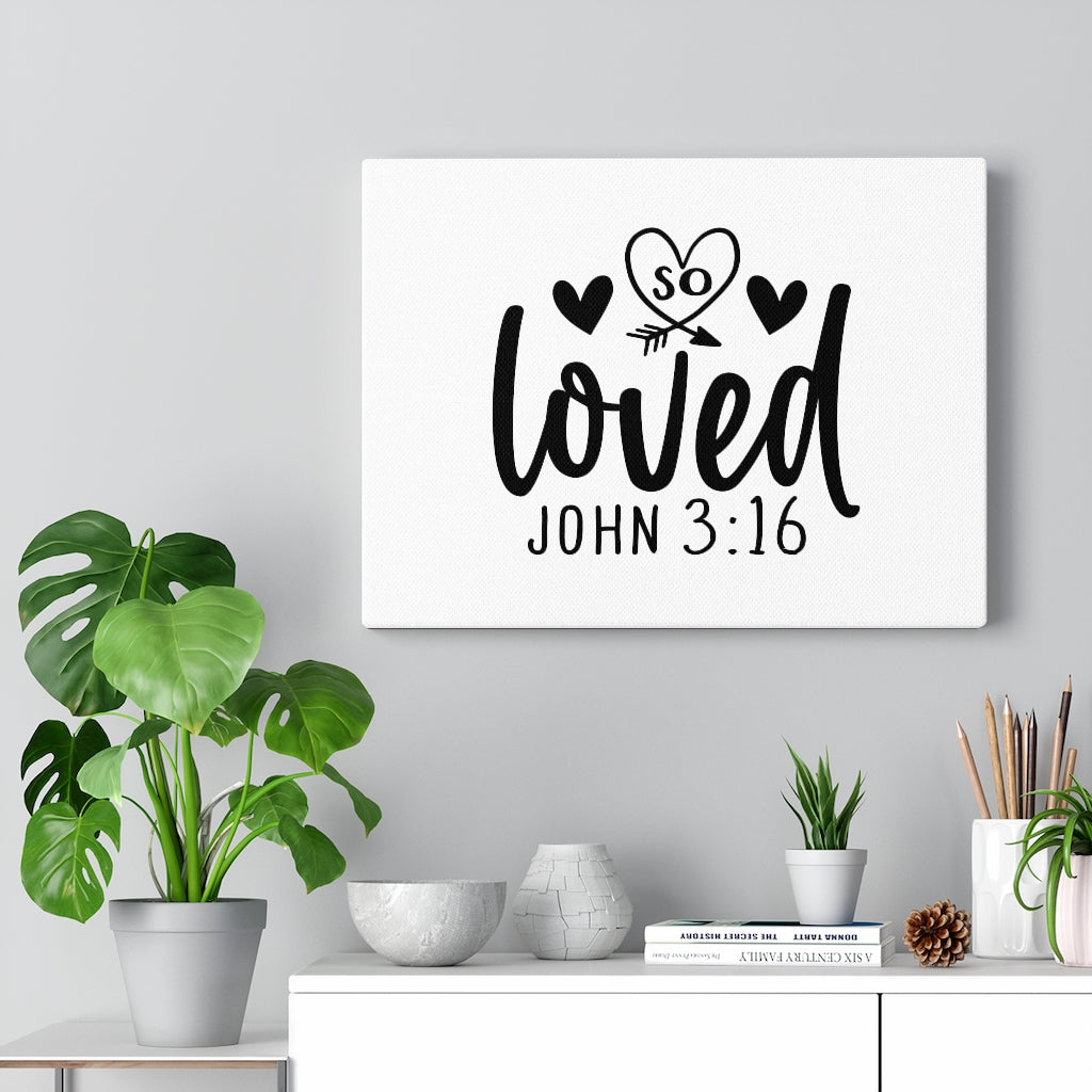 Scripture Walls So Loved Heart John 3:16 Bible Verse Canvas Christian Wall Art Ready to Hang Unframed-Express Your Love Gifts