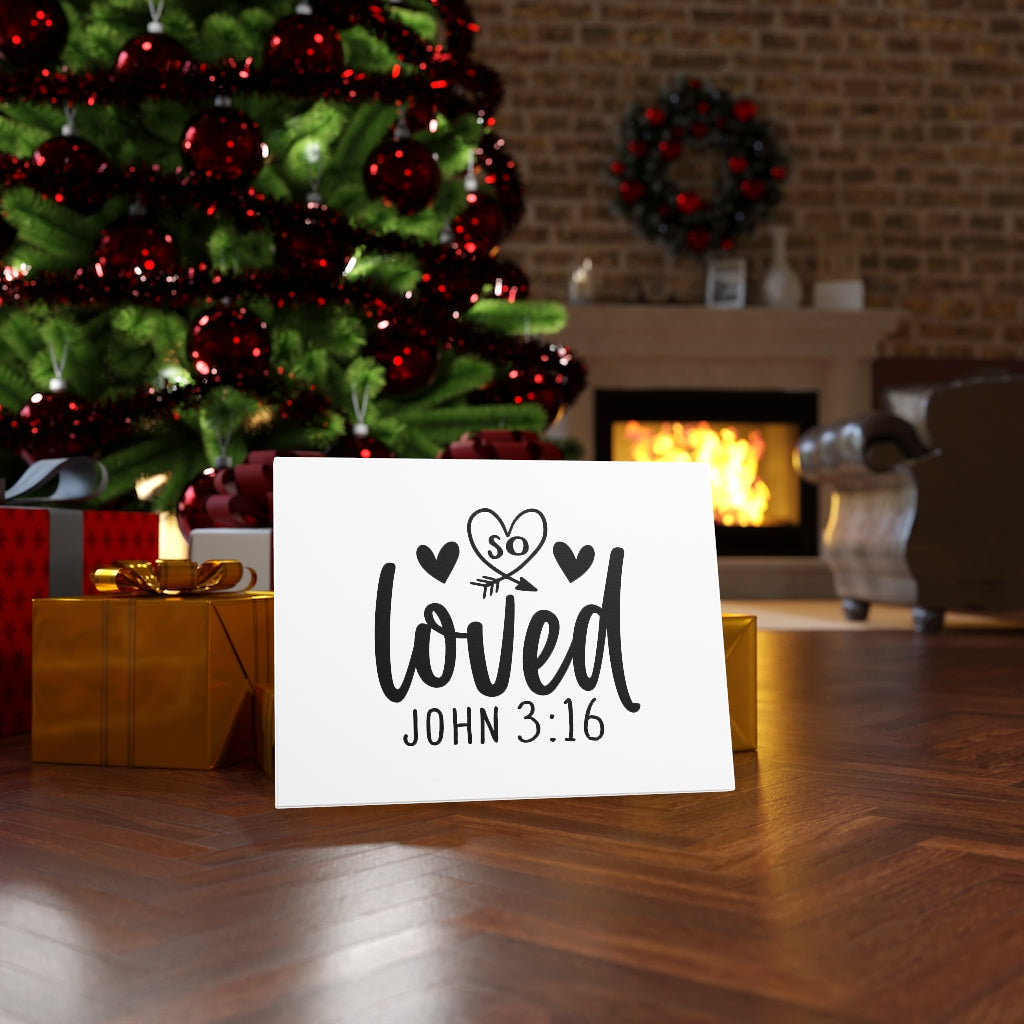 Scripture Walls So Loved Heart John 3:16 Bible Verse Canvas Christian Wall Art Ready to Hang Unframed-Express Your Love Gifts