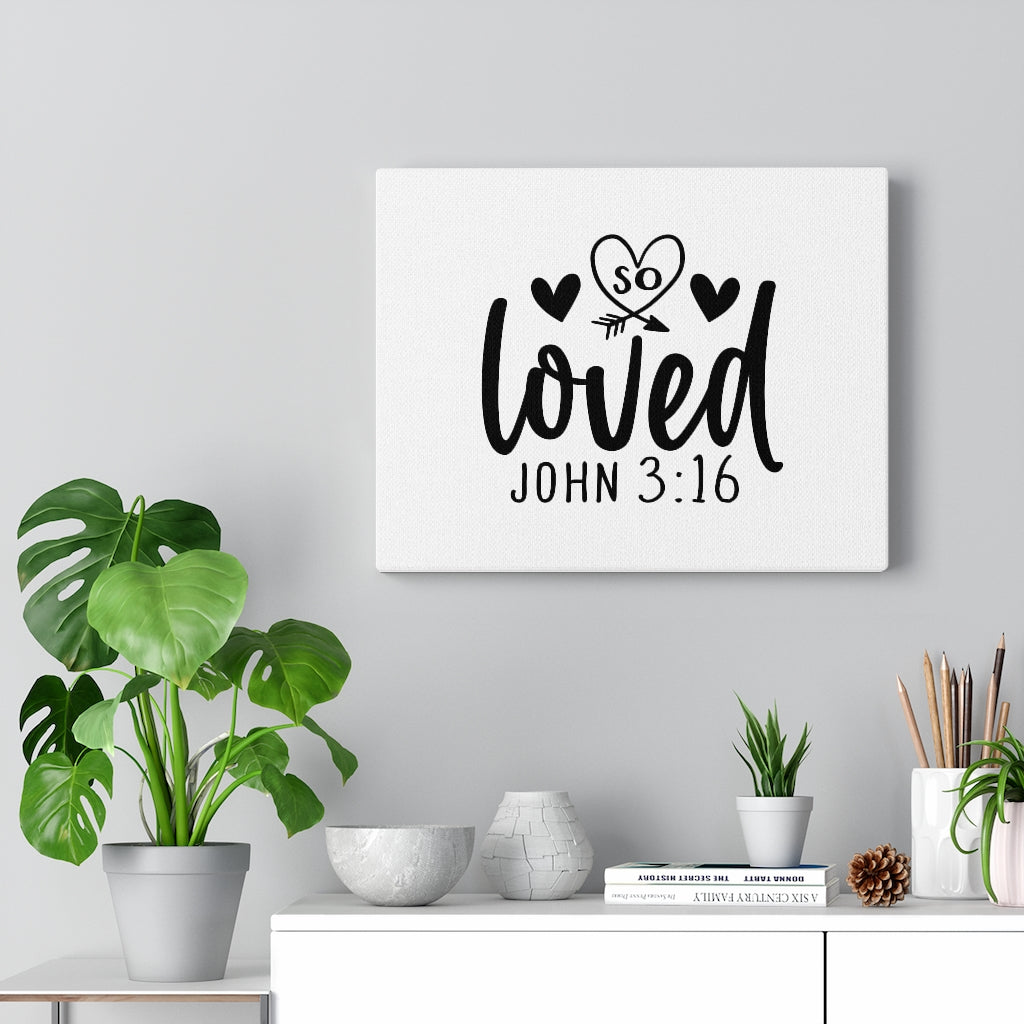 Scripture Walls So Loved Heart John 3:16 Bible Verse Canvas Christian Wall Art Ready to Hang Unframed-Express Your Love Gifts