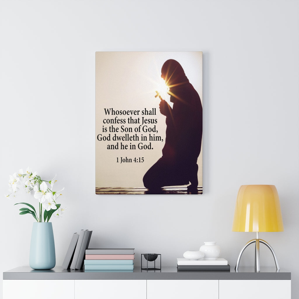 Scripture Walls Son of God 1 John 4:15 Bible Verse Canvas Christian Wall Art Ready to Hang Unframed-Express Your Love Gifts