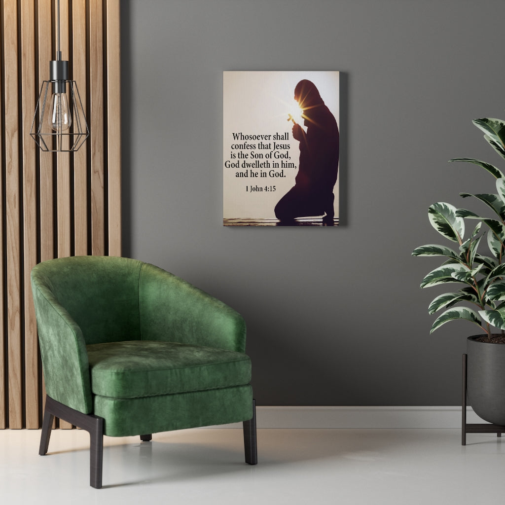 Scripture Walls Son of God 1 John 4:15 Bible Verse Canvas Christian Wall Art Ready to Hang Unframed-Express Your Love Gifts
