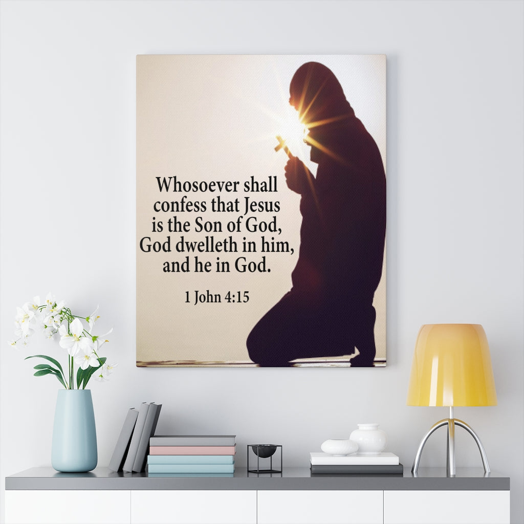 Scripture Walls Son of God 1 John 4:15 Bible Verse Canvas Christian Wall Art Ready to Hang Unframed-Express Your Love Gifts