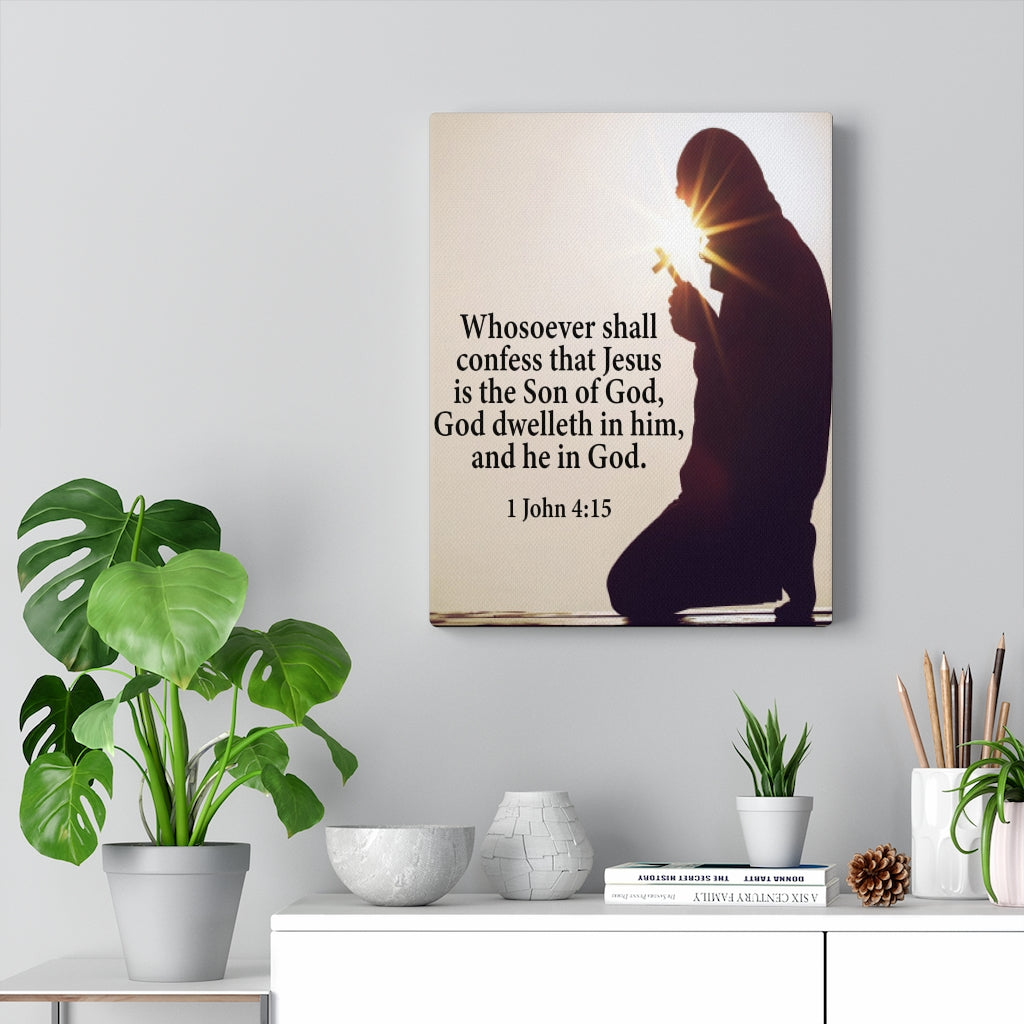 Scripture Walls Son of God 1 John 4:15 Bible Verse Canvas Christian Wall Art Ready to Hang Unframed-Express Your Love Gifts