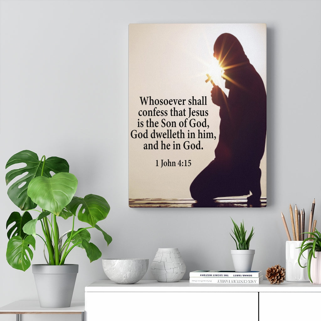 Scripture Walls Son of God 1 John 4:15 Bible Verse Canvas Christian Wall Art Ready to Hang Unframed-Express Your Love Gifts