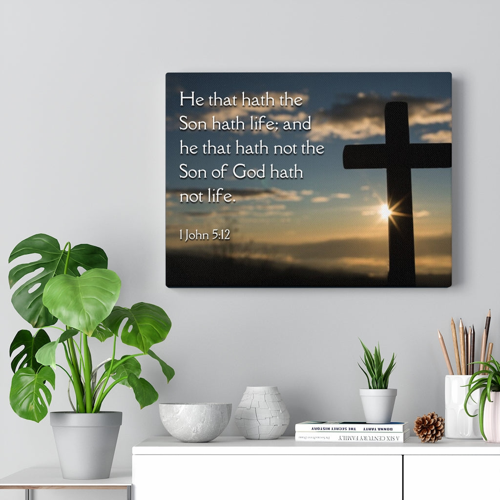 Scripture Walls Son Of God 1 John 5:12 Bible Verse Canvas Christian Wall Art Ready to Hang Unframed-Express Your Love Gifts