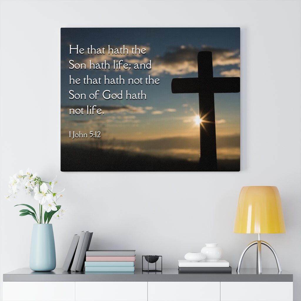 Scripture Walls Son Of God 1 John 5:12 Bible Verse Canvas Christian Wall Art Ready to Hang Unframed-Express Your Love Gifts