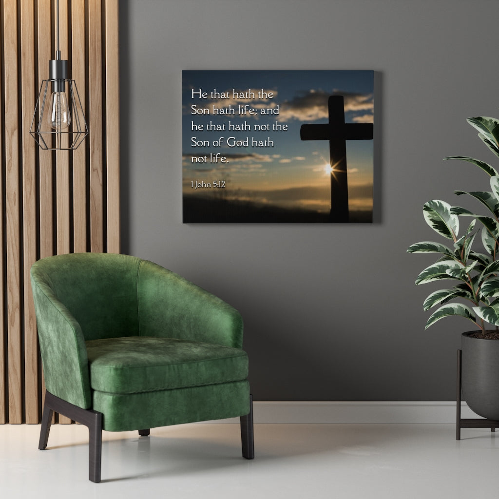 Scripture Walls Son Of God 1 John 5:12 Bible Verse Canvas Christian Wall Art Ready to Hang Unframed-Express Your Love Gifts