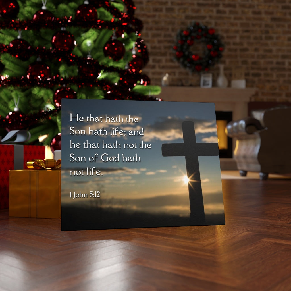 Scripture Walls Son Of God 1 John 5:12 Bible Verse Canvas Christian Wall Art Ready to Hang Unframed-Express Your Love Gifts