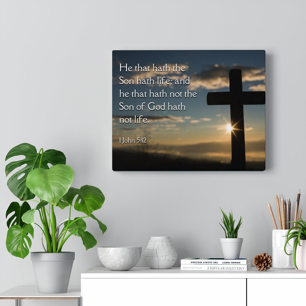 Scripture Walls Son Of God 1 John 5:12 Bible Verse Canvas Christian Wall Art Ready to Hang Unframed-Express Your Love Gifts