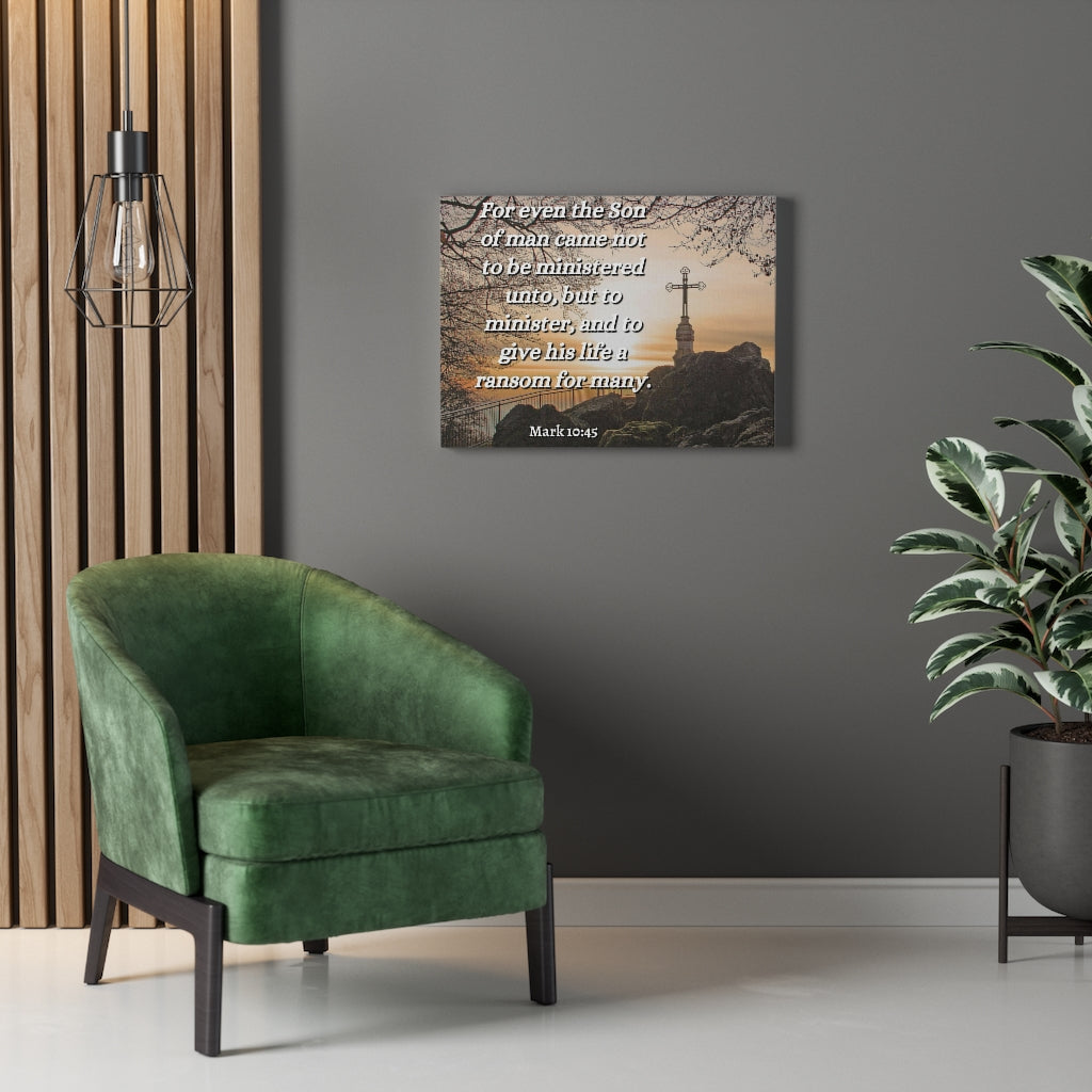Scripture Walls Son Of Man Mark 10:45 Bible Verse Canvas Christian Wall Art Ready to Hang Unframed-Express Your Love Gifts