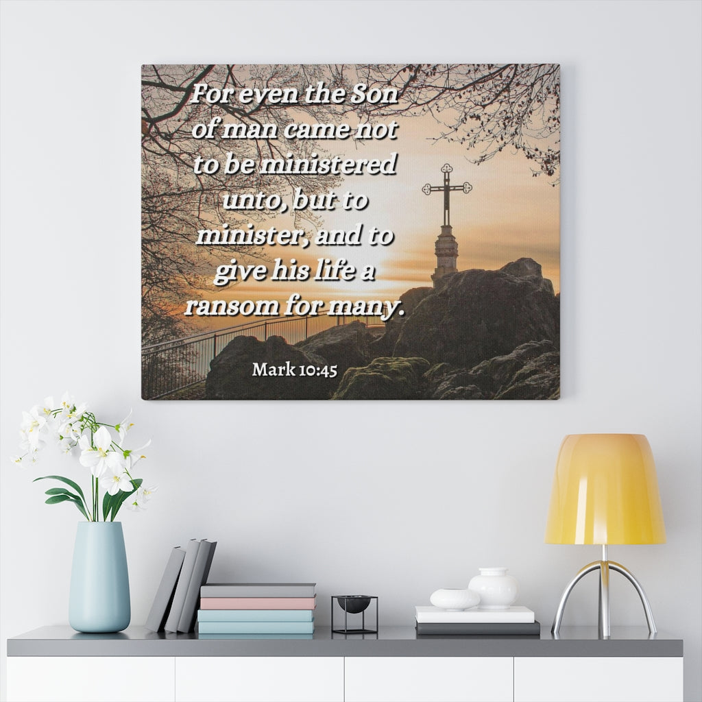 Scripture Walls Son Of Man Mark 10:45 Bible Verse Canvas Christian Wall Art Ready to Hang Unframed-Express Your Love Gifts