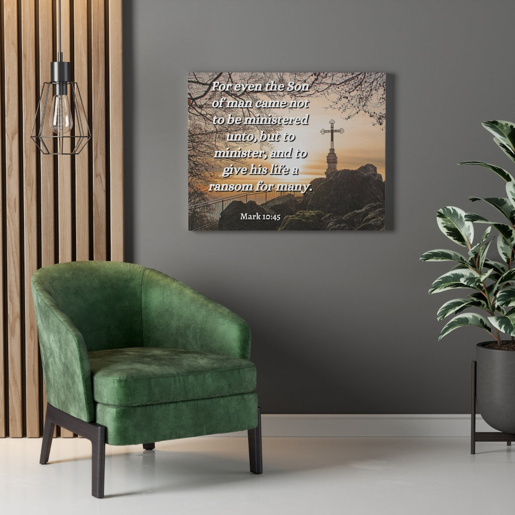 Scripture Walls Son Of Man Mark 10:45 Bible Verse Canvas Christian Wall Art Ready to Hang Unframed-Express Your Love Gifts