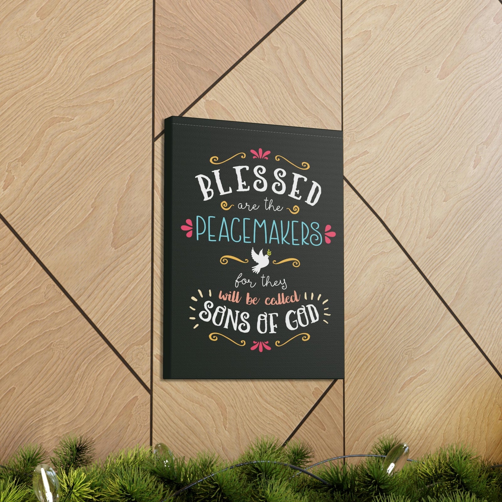 Scripture Walls Sons Of God Matthew 5:9 Dark Christian Wall Art Bible Verse Print Ready to Hang Unframed-Express Your Love Gifts