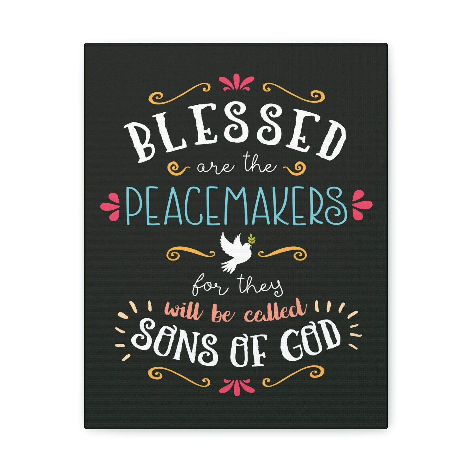 Scripture Walls Sons Of God Matthew 5:9 Dark Christian Wall Art Bible Verse Print Ready to Hang Unframed-Express Your Love Gifts