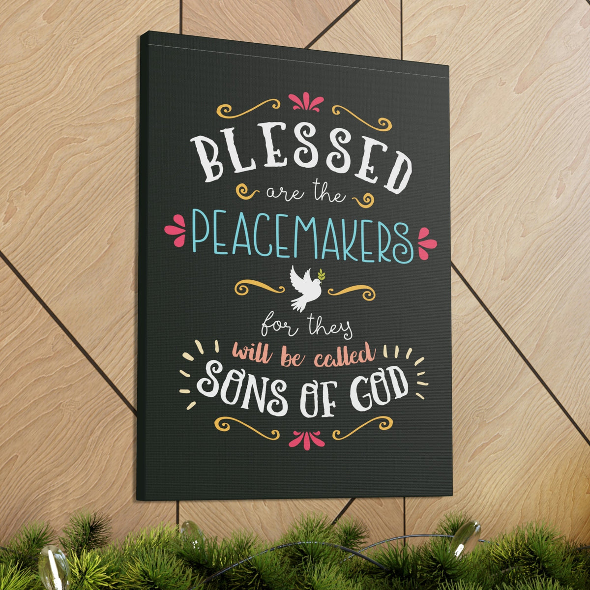 Scripture Walls Sons Of God Matthew 5:9 Dark Christian Wall Art Bible Verse Print Ready to Hang Unframed-Express Your Love Gifts