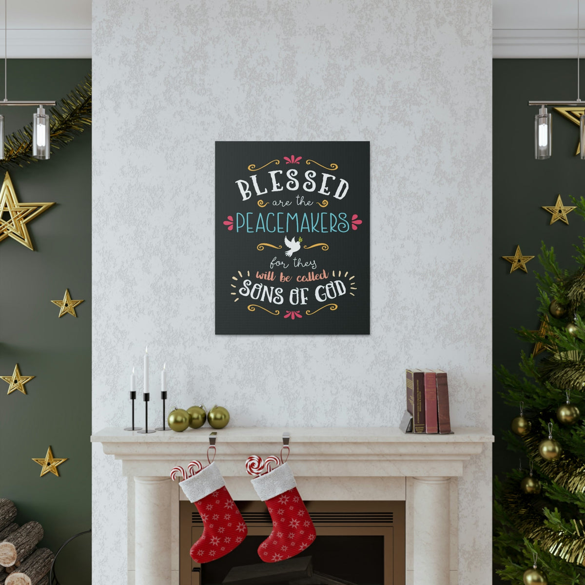 Scripture Walls Sons Of God Matthew 5:9 Dark Christian Wall Art Bible Verse Print Ready to Hang Unframed-Express Your Love Gifts