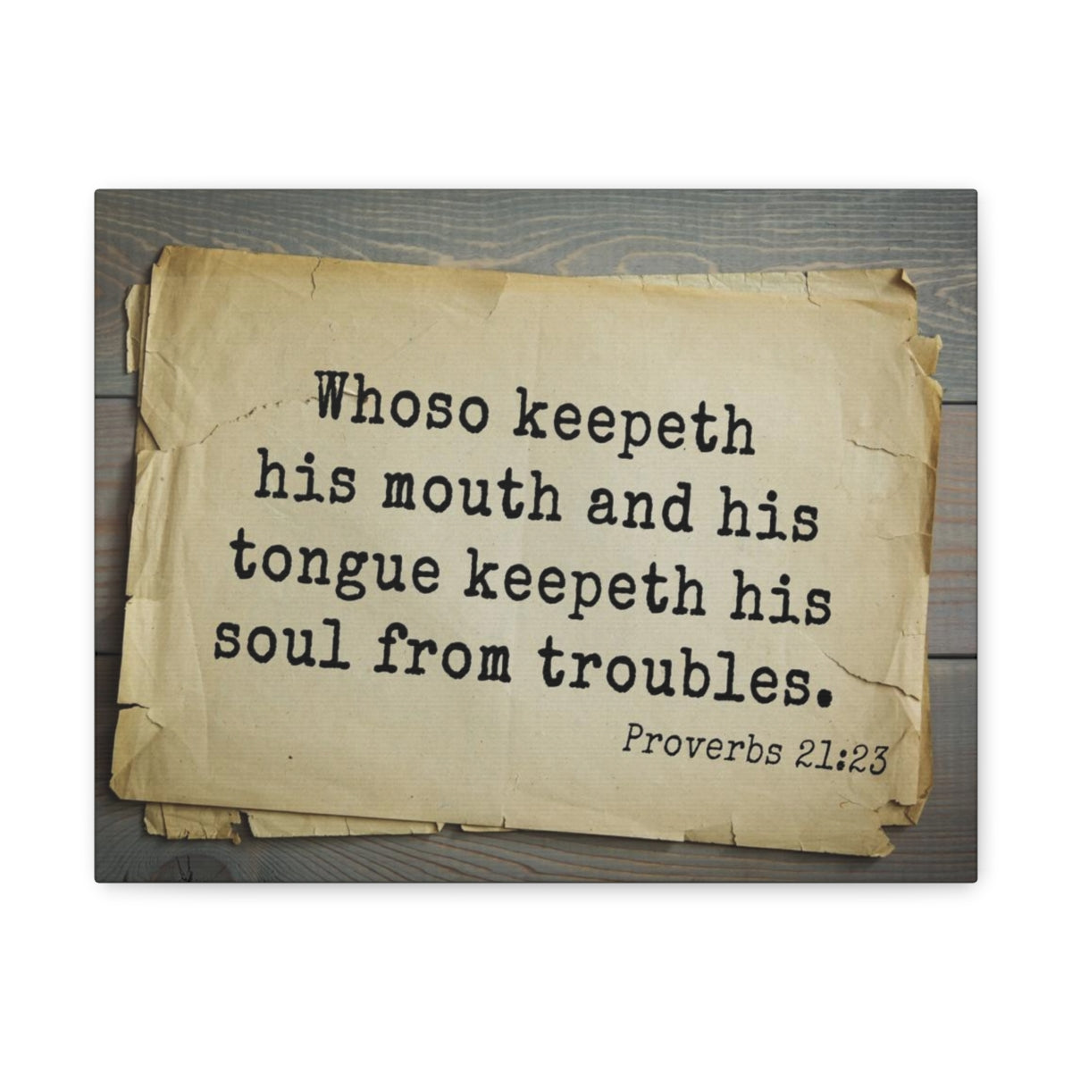Scripture Walls Soul From Troubles Proverbs 21:23 Bible Verse Canvas Christian Wall Art Bible Verse Print Ready To Hang Unframed-Express Your Love Gifts