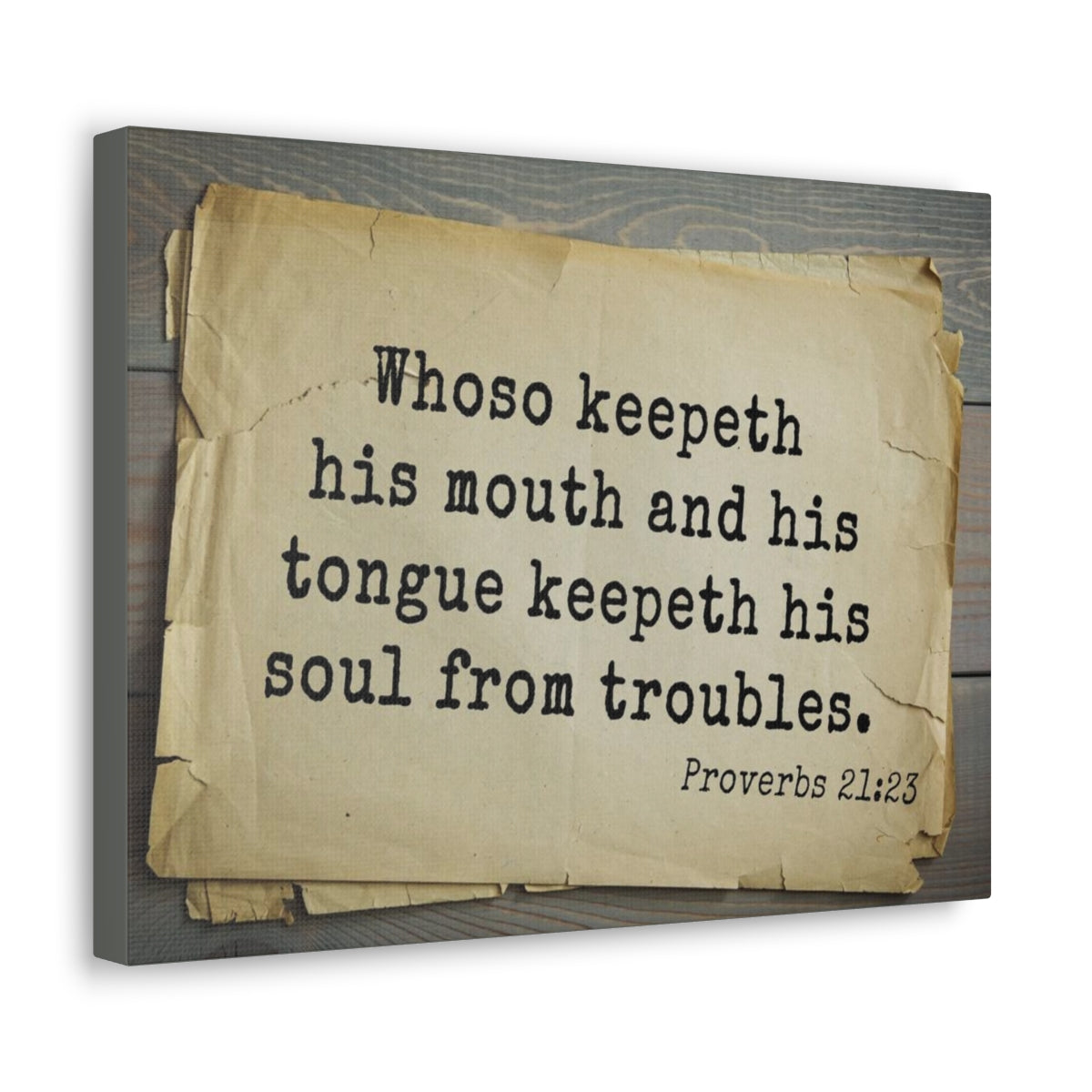 Scripture Walls Soul From Troubles Proverbs 21:23 Bible Verse Canvas Christian Wall Art Bible Verse Print Ready To Hang Unframed-Express Your Love Gifts