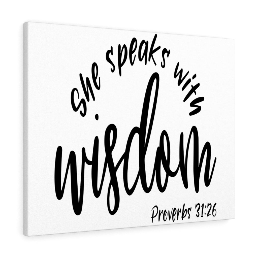 Scripture Walls Speaks With Wisdom Proverbs 31:26 Bible Verse Canvas Christian Wall Art Ready to Hang Unframed-Express Your Love Gifts