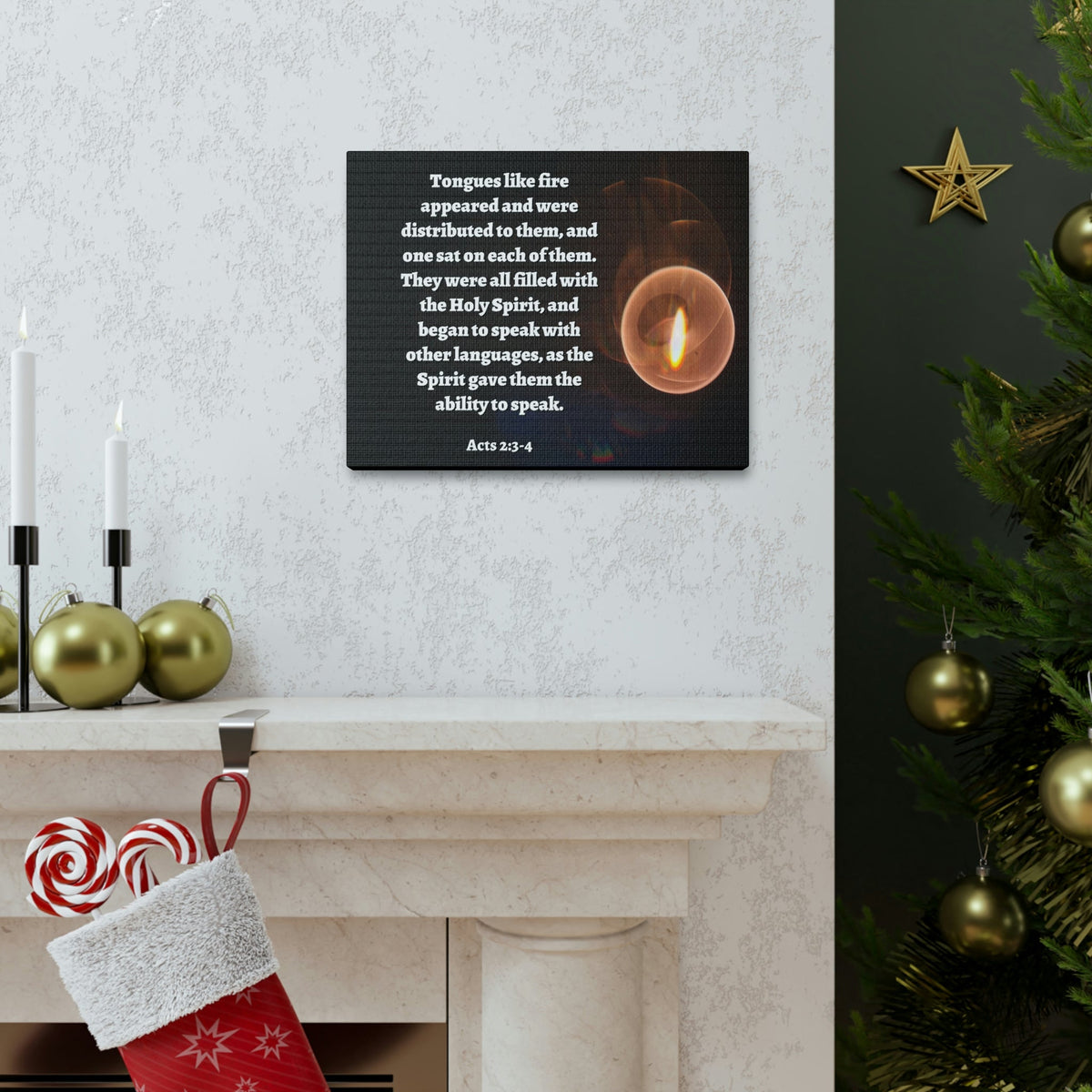 Scripture Walls Spirit Gave Them Acts 2:3 Bible Verse Canvas Christian Wall Art Ready to Hang Unframed-Express Your Love Gifts